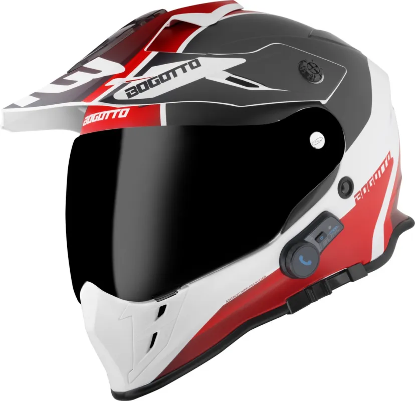 Cenový Hit Bogotto H331 BT Tour EVO Bluetooth Enduro helma černá matná/červená/bílá - M