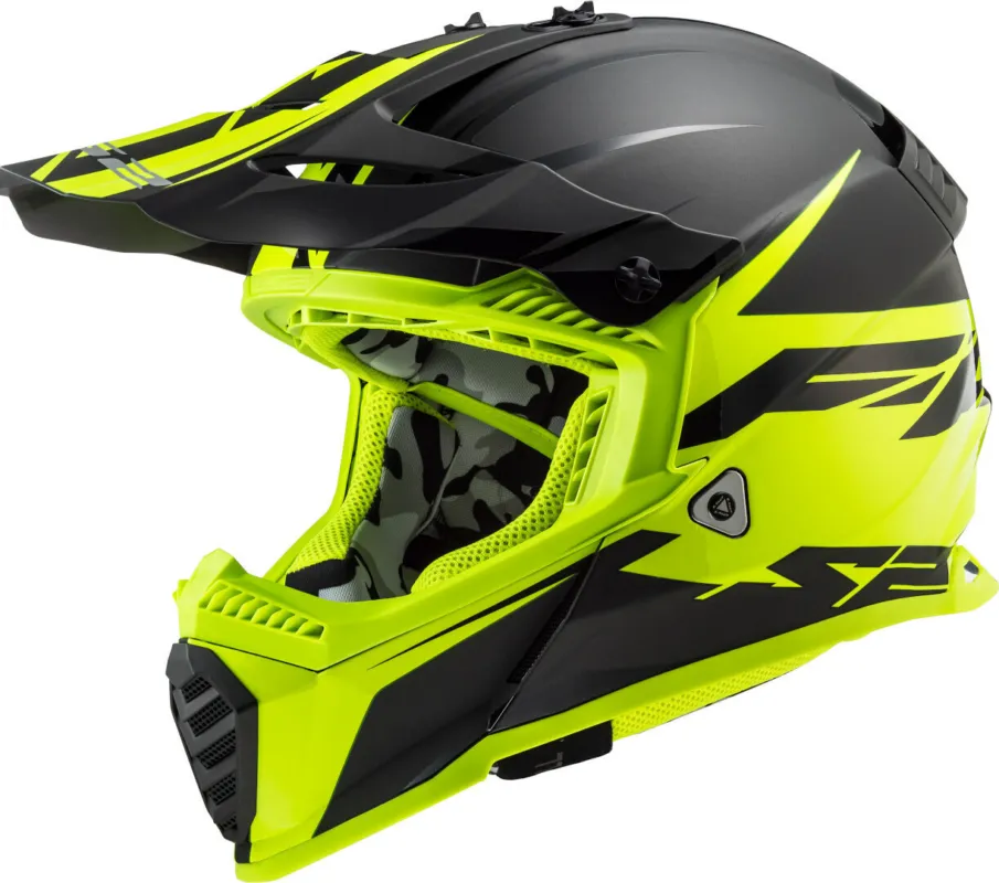 Finální Výprodej LS2 MX437 Fast Evo Roar Motozkřížové přilby černá matná/žlutá - M (57/58)
