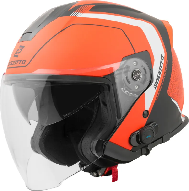 Bogotto H586 BT Illus Bluetooth trysková přilba černá matná/oranžová - XS Levný