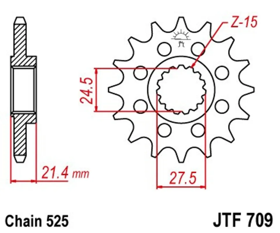 Nová Kolekce Řetězové kolečko JT JTF 709-15 15 zubů, 525