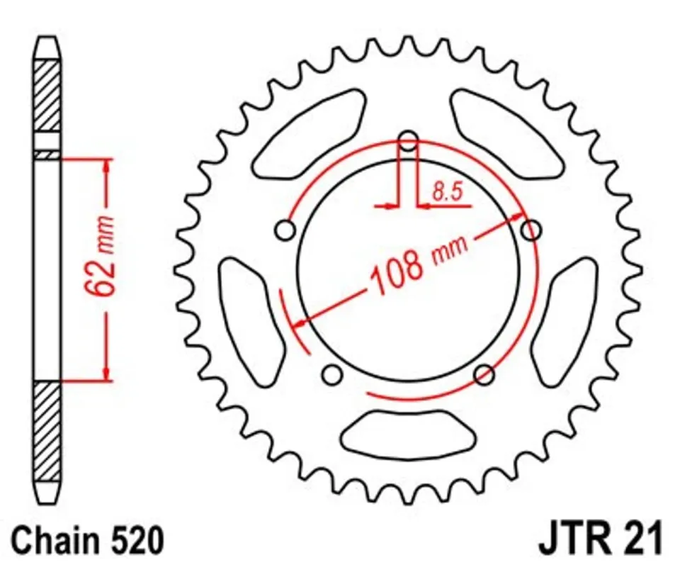 Řetězová rozeta JT JTR 21-40 40 zubů, 520 Odeslání Ihned