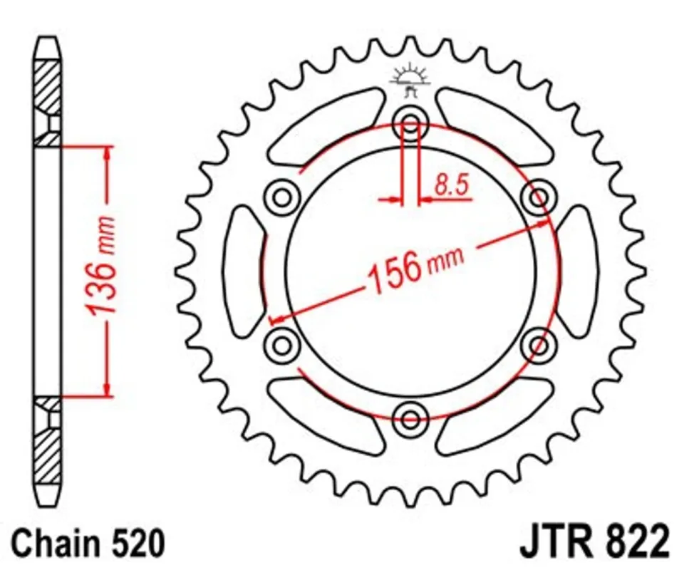 Řetězová rozeta JT JTR 822-46 46 zubů, 520 Nejprodávanější