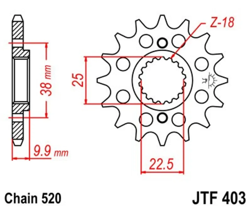 Výprodej Řetězové kolečko JT JTF 403-15 15 zubů, 520