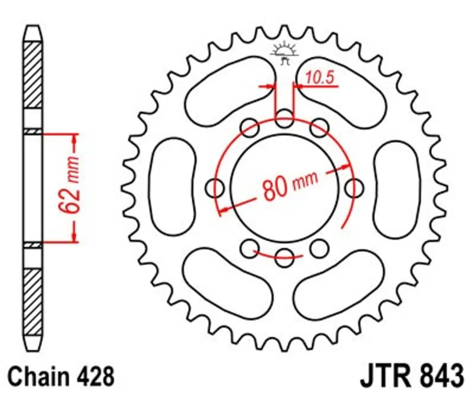 Kup Teď Řetězová rozeta JT JTR 843-54 54 zubů, 428