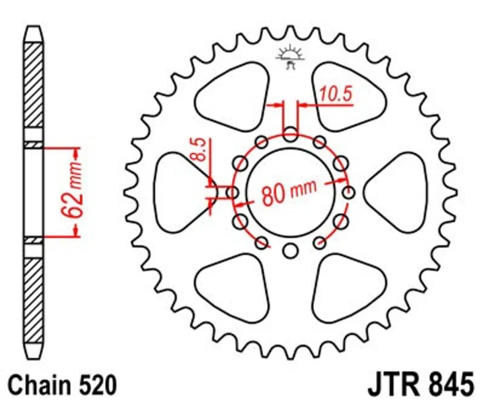 Řetězová rozeta JT JTR 845-40 40 zubů, 520 Novinka