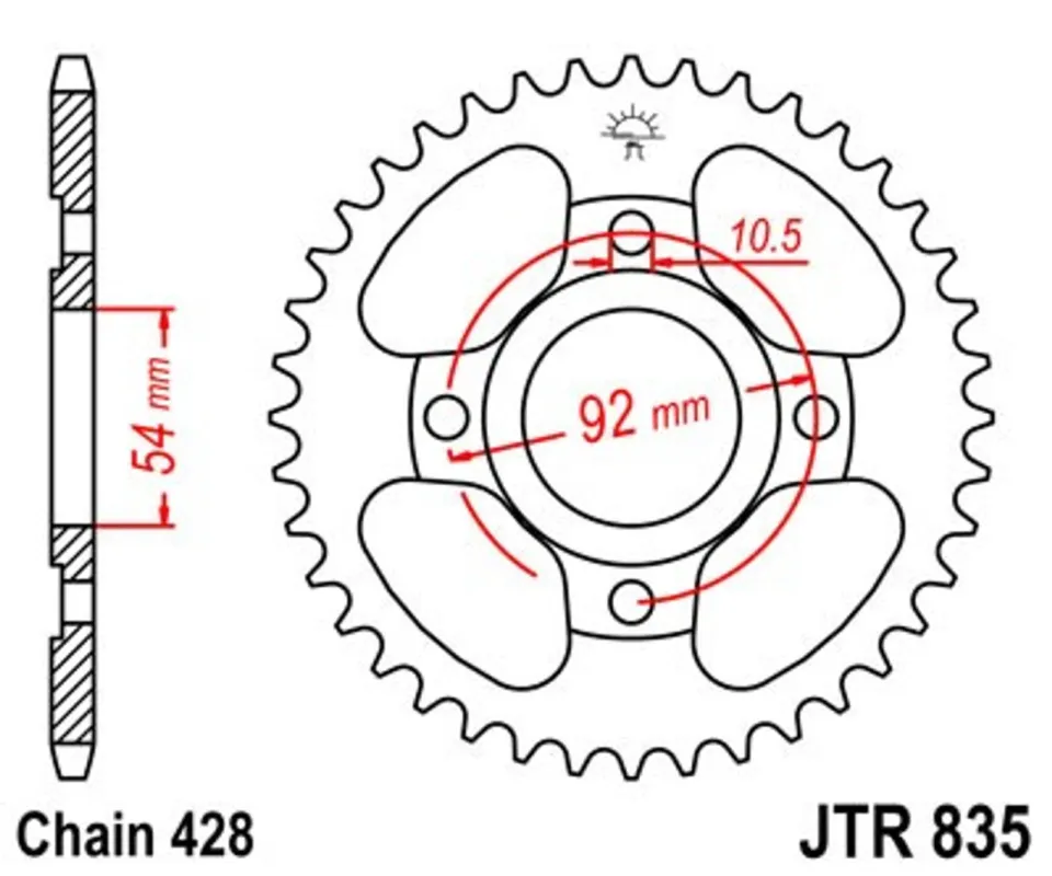 Výprodej Řetězová rozeta JT JTR 835-49 49 zubů, 428