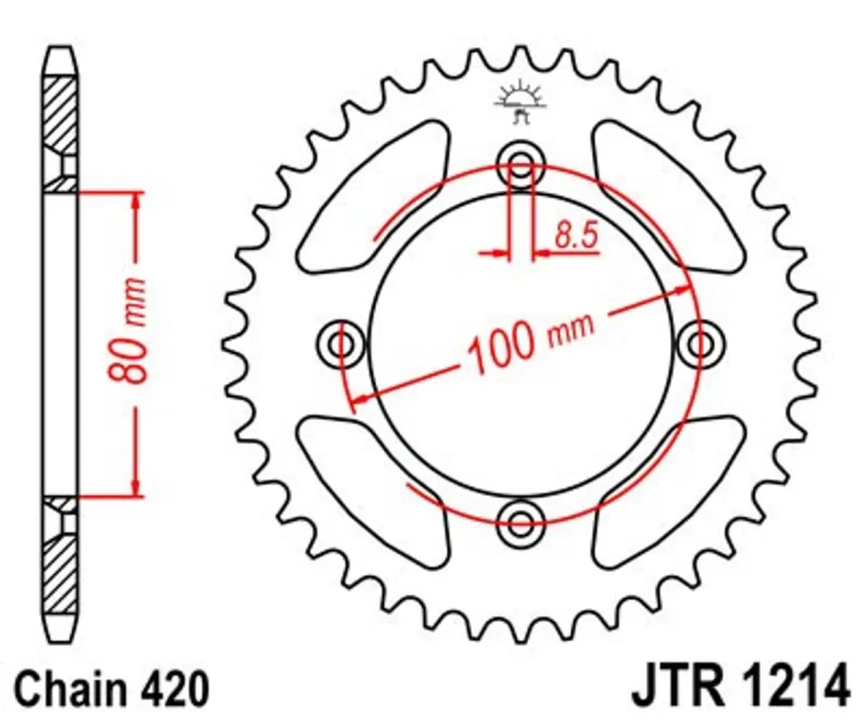 Vysoce Kvalitní Řetězová rozeta JT JTR 1214-38 38 zubů, 420