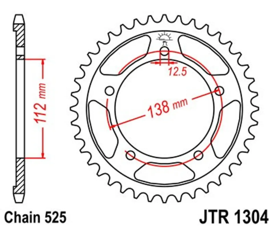 Řetězová rozeta JT JTR 1304-47 47 zubů, 525 Hit Sezóny
