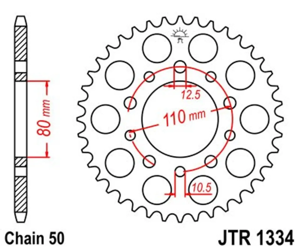 Řetězová rozeta JT JTR 1334-43 43 zubů, 530 Vysoce Kvalitní