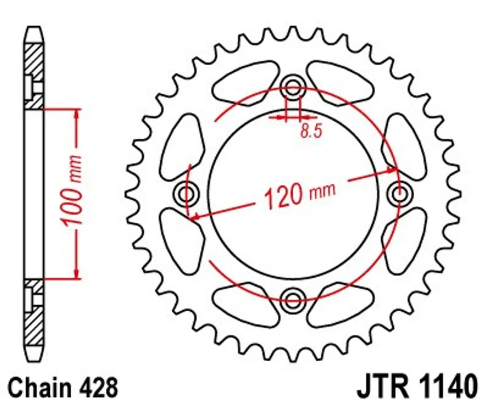 Akce Řetězová rozeta JT JTR 1140-54 54 zubů, 428
