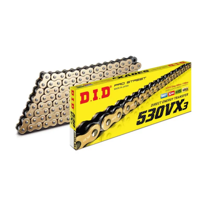 VX série X-Kroužkový řetěz D.I.D Chain 530VX3 114 L Zlatá/Černá Nejlepší Cena